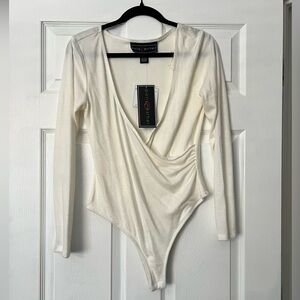 Polly & Esther Cream Long Sleeve Bodysuit NWT Large